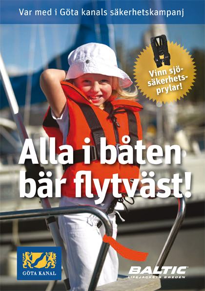 Flytvästkampanj på Göta Kanal - Alla i båten ska bära flytväst